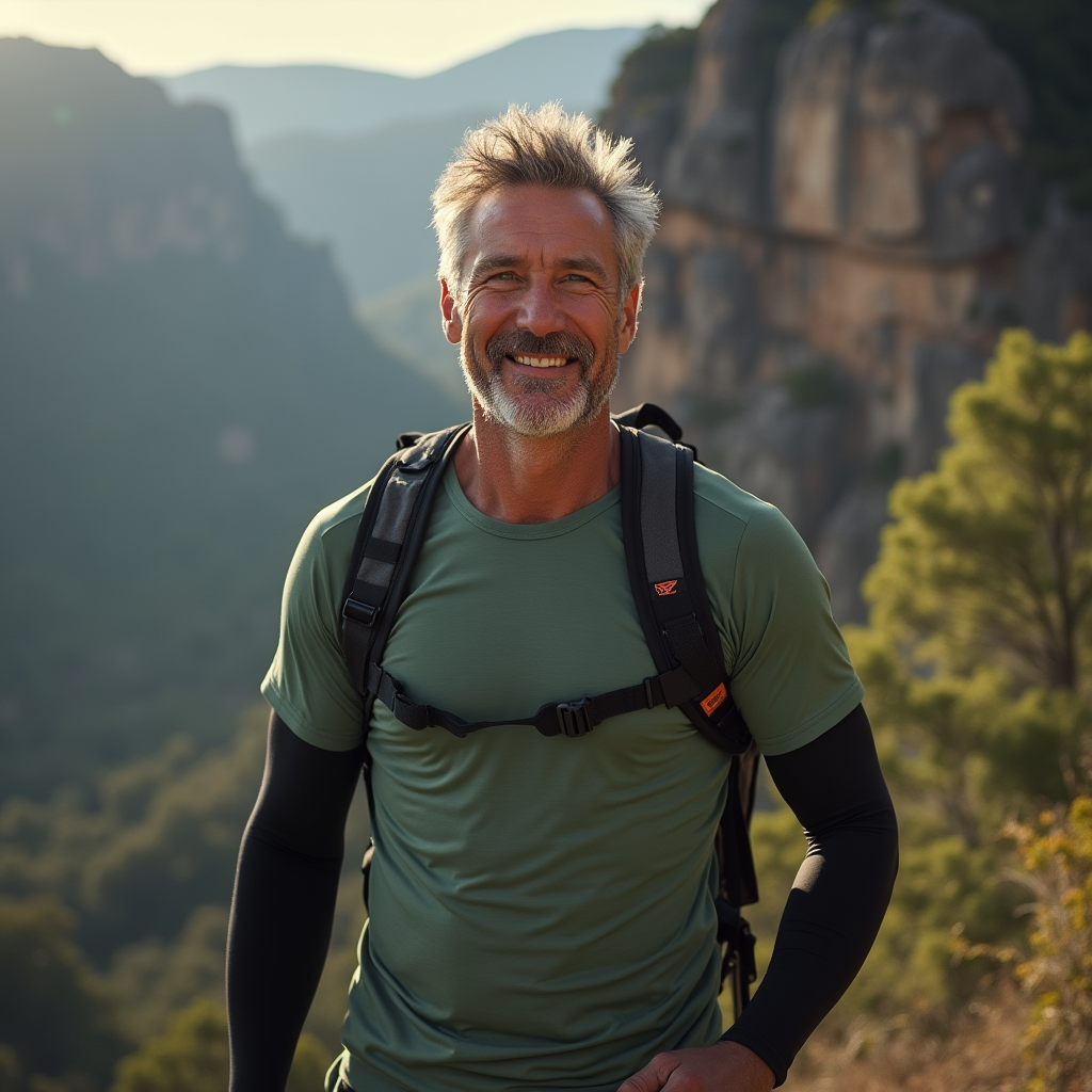 Hiker in the Blue Mountains wearing IceRays UPF 50+ cooling arm sleeves